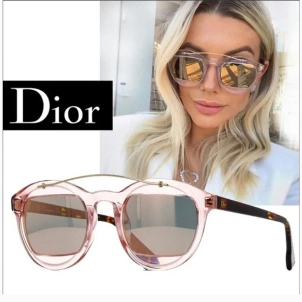 Christian Dior Mania 1 Sunglasses in rose gold and pink with brown lenses